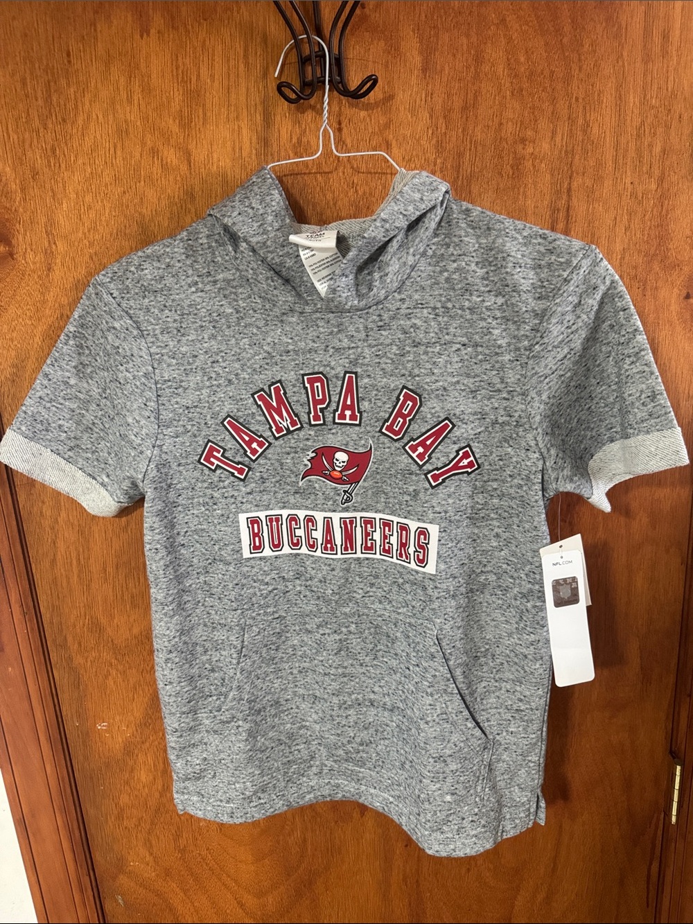 NFL Tampa Bay Buccaneers Gray Short-Sleeve Hoodie for Kids